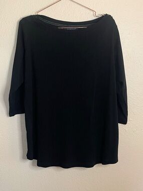 Jones New York Black Boatneck Top 1X